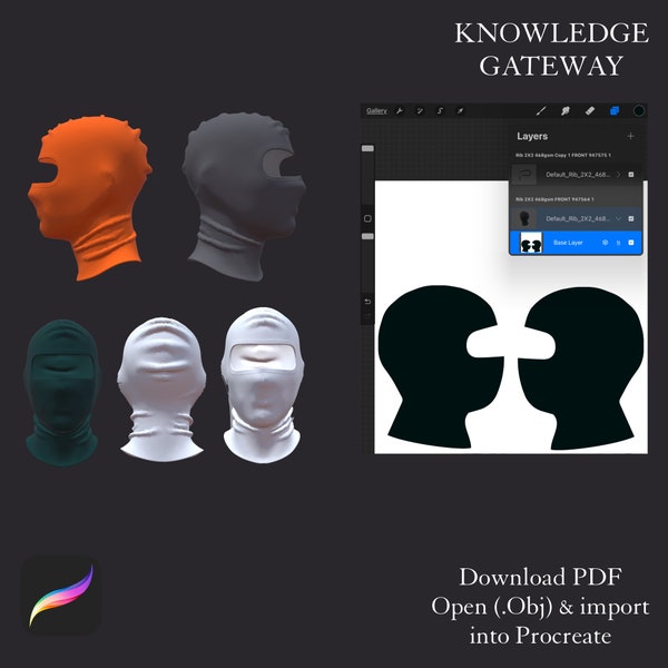 Digital 3D Procreate Ski Mask Design - Instant Download