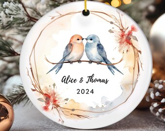 Personalisierte Vogel Paar Ornament: Valentinstag Andenken Geschenk