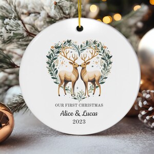 Unser erstes Weihnachten, personalisierte Paarverzierung, unser 1. Weihnachten, Weihnachtsverzierung für Paare, keramische Verzierungen, Geschenk für Sie & Ihn