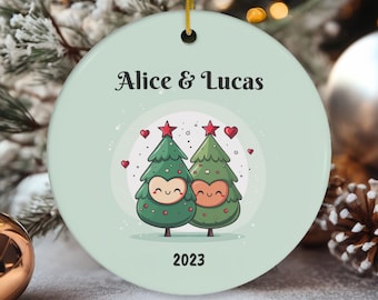 Personalized Christmas Ornament: Couple's First Christmas, Ceramic Keepsake