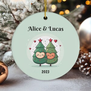 Personalized Names Ornament, Christmas Tree Ornament, First Christmas, Christmas Ornament For Couples, Ceramic Ornaments, Gift for Him & Her