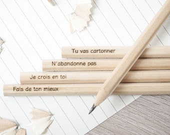 Crayons à papier personnalisés avec phrases motivation (crayon personnalisé rentrée scolaire avec gravure prénom)