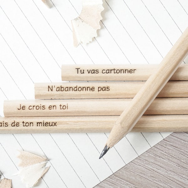 Crayons à papier personnalisés avec phrases motivation (crayon personnalisé rentrée scolaire avec gravure prénom)