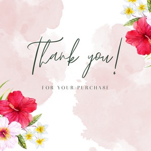 Printable Thank You Card Floral Hawaiian Theme Hibiscus
