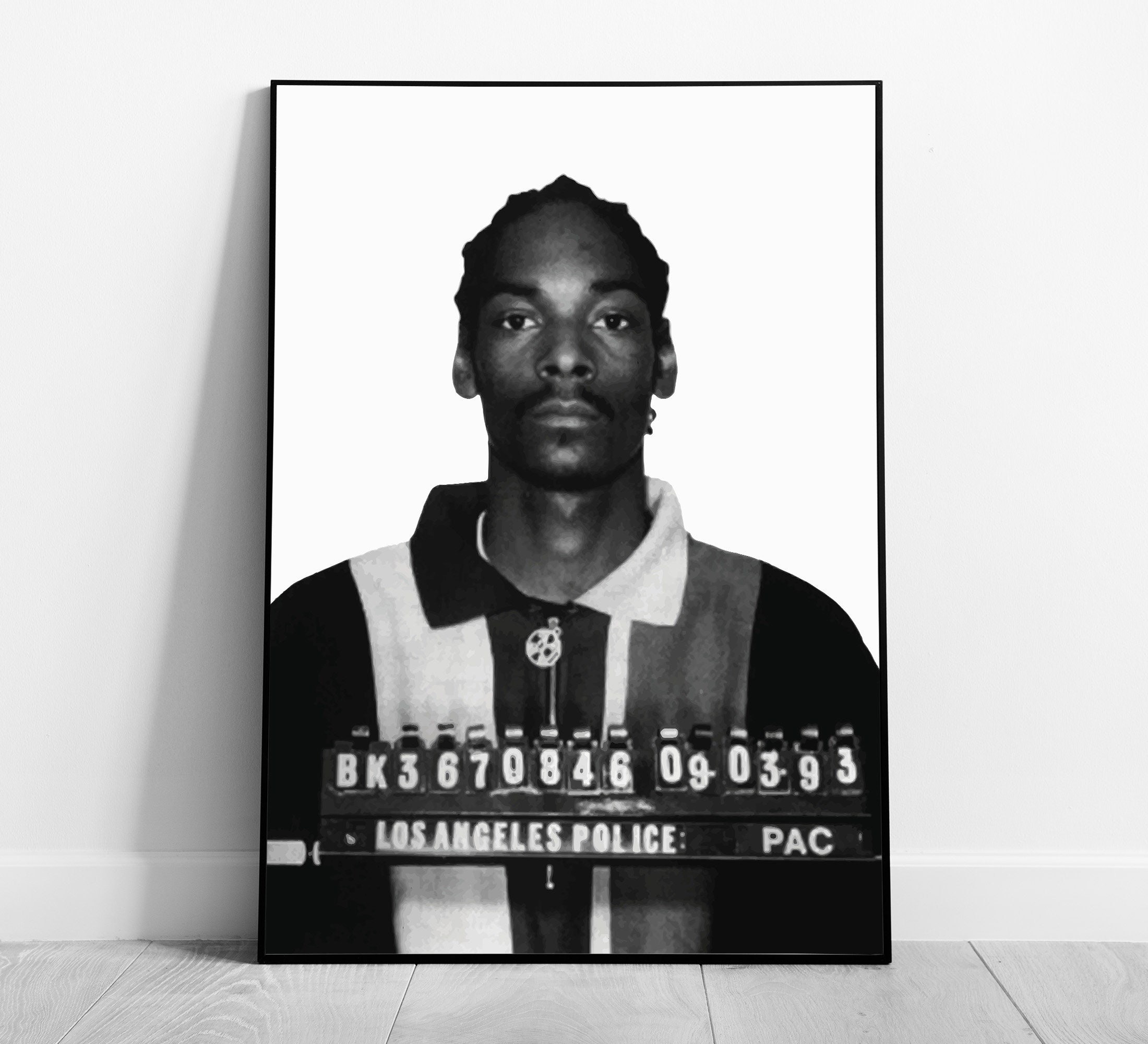 Snoop Dogg Mugshot Poster, Black and White, Snoop Dogg Print, Vintage