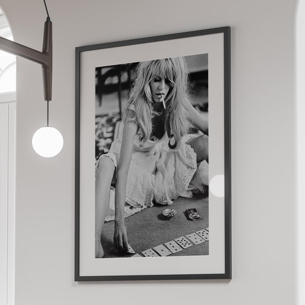 Brigitte Bardot Playing Cards Print, Black and White Wall Art, Feminist Poster, Vintage Fashion Print, Photography Prints, Digital Download