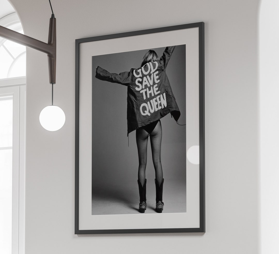 Kate Moss God Save the Queen Poster, Black and White, Kate Moss Print ...