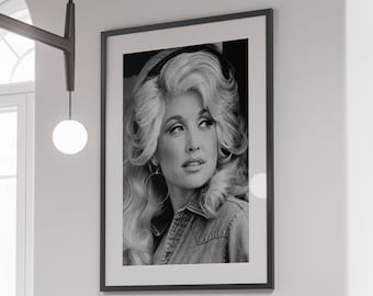 Vintage Dolly Parton Poster, Black and White, Dolly Parton Print, Fashion Wall Art, Photography Prints, 1950s Music Poster, Digital Download