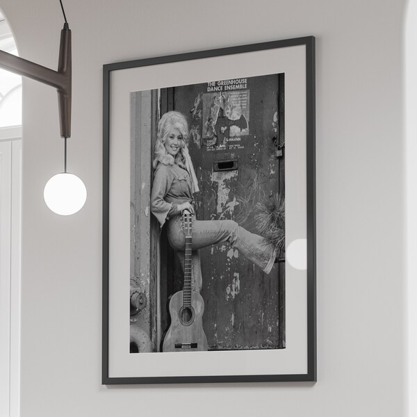 Affiche Dolly Parton, noir et blanc, impression Dolly Parton, art mural féministe, tirages photographie vintage, art mural rétro, téléchargement numérique