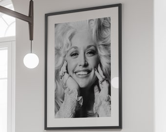 Dolly Parton Poster, Black and White Wall Art, Dolly Parton Print, Feminist Poster, Vintage Photography Prints, Digital Download, Home Decor