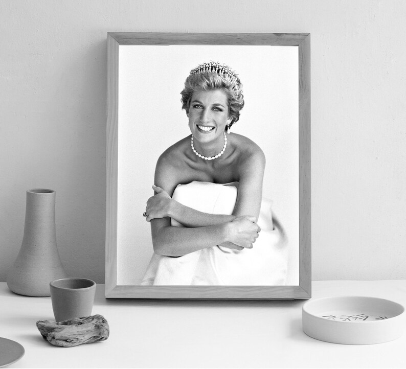 Princess Diana Print, Black and White, Vintage Poster, Photography ...