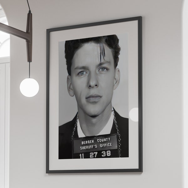 Frank Sinatra Mugshot Poster, Vintage Print, Black and White Wall Art, Photography Prints, Famous Mugshots, Old Hollywood, Digital Download