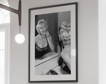 Marilyn Monroe Make-up Poster, schwarz weiß, Marilyn Monroe Druck, Mode Wandkunst, Vintage Fotografie, alte Hollywod Drucke, Raumdekor