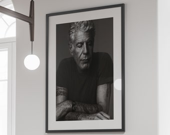 Anthony Bourdain Print, Black and White, Vintage Photo, Anthony Bourdain Poster, Kitchen Wall Decor, Printable Wall Art, Digital Download