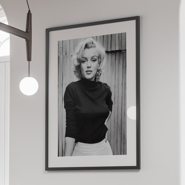 Marilyn Monroe Poster, Black and White, Marilyn Monroe Print, Fashion Wall Art, Vintage Photography, Old Hollywood Decor, Digital Download