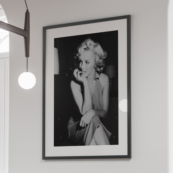 Vintage Marilyn Monroe Poster, Black and White Wall Art, Fashion Print, Old Hollywood, Coquette Room Decor, Feminist Print, Digital Download