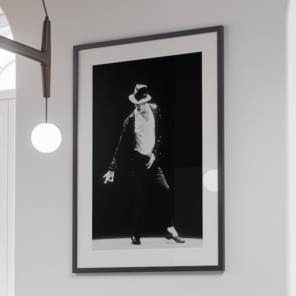 Michael Jackson Poster, Black and White Wall Art, Vintage Music Poster, Michael Jackson Print, Music Room Decor, Printable, Digital Download