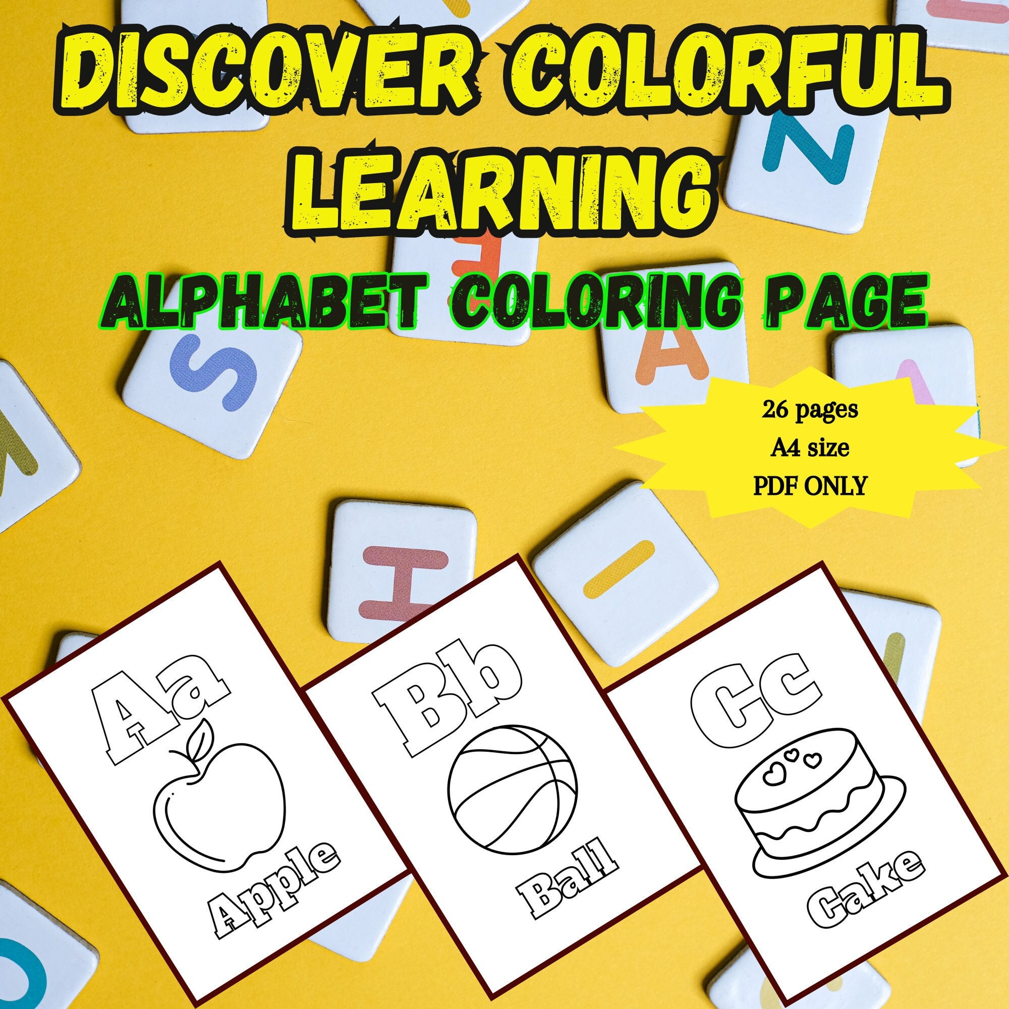 Printable Alphabet Coloring Pages ABC Coloring Sheets for Etsy