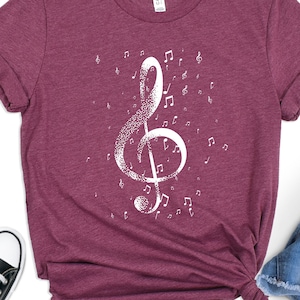 Music Notes Tee, Musician T-shirt, Gift for Musician, Music Teacher Gift, Piano Tee, Heartbeat Music Shirt, Music Festival Shirt, Music Tee