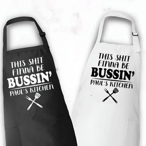 This Sh*t Finna Be Bussin&#39; Personalized Apron, Funny Grill, Apron For Men, BBQ Apron Gifts For Him, Father&#39;s Day Gift, Custom Name Apron