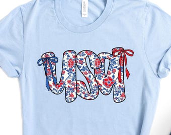 Coquette USA Shirt – Floral Patriotic Graphic Tee