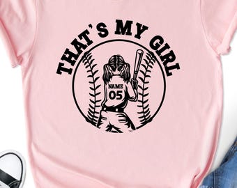 Custom 'That's My Girl' Softball Mom Shirt, Personalized Game Day Tee
