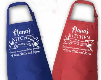 Personalized Nana's Kitchen Apron, Custom Grandkids Names