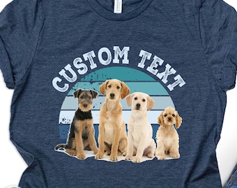 Custom Pet Photo Retro T-Shirt, Personalized Dog Mum Tee