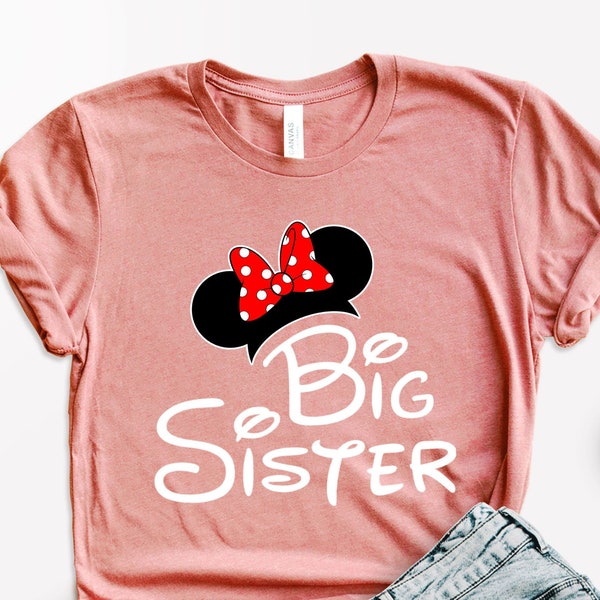 Big Sister Minnie Shirt, Baby Announcement Shirt, Promoted To Big Sister Shirt, Minnie Pregnancy Announcement Shirt,Youth Tee for Big Sister