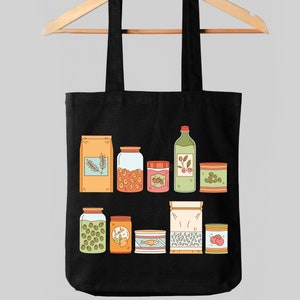 Vintage Canned Pickles Tote Bag, Canned Foods Tote Bag, Pickle Lovers Tote Bag, Canning Tote Bag, Canned Foods Canvas Tote Bag, Pickle Tote