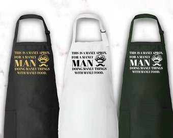 Funny Apron for Men, Personalized BBQ Grilling Chef Gift