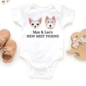 New Best Friend Onesie®, Protected by Dog Onesie®, Custom Baby Onesie®, Baby Shower Gift, Personalized Dog Name, Newborn Baby Onesie® Gift