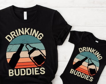 Dad and Baby Drinking Buddies Shirts, Matching Outfit