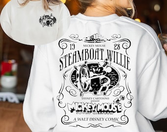 Vintage Mickey Steamboat Willie Sweatshirt, Retro Disney Hoodie
