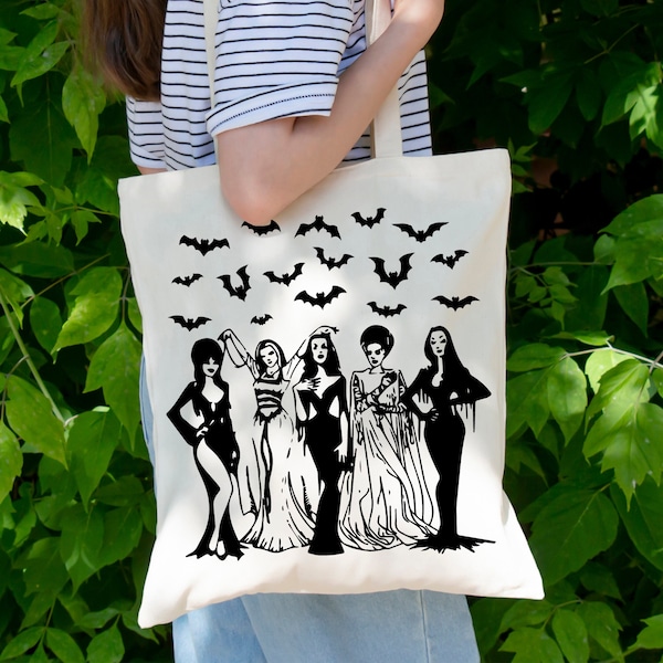 Spooky Women Canvas Tote Bag, Horror Tote Bag, Halloween Spooky WomenTote Bag, Michael Myers Tote Bag, School Tote Bag, Teacher Tote Bag