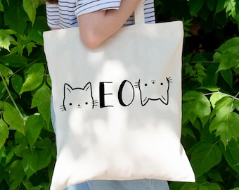 Cat Mom Tote Bag, Canvas Tote Bag, Custom Tote Bag, Cat Mom Gift, Cat Lover Bag, Gift For Her, Cat Lady Bag, Animal Lover Bag, Meow Tote Bag