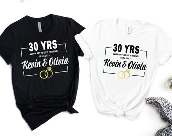 Personalized 30th Anniversary Matching T-Shirts, Couple Gift