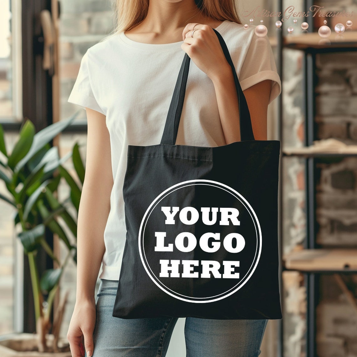 Custom Logo Tote Bag, Personalized Reusable Shopping Bag - Etsy