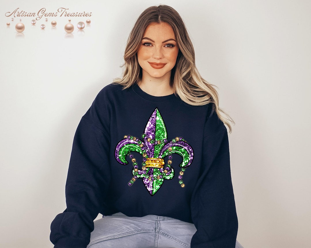 Sweet Wink Mardi Gras Patch Sweatshirt - Lavender main image 0