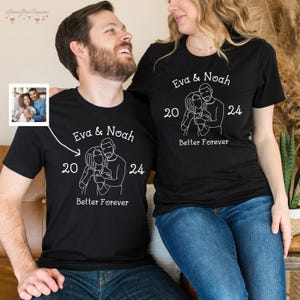 Custom Couple Name Shirt, Personalized Photo Shirt, Custom Couple Photo Drawing Shirt, Valentines Matching Shirts, Valentines Day Gift Shirt