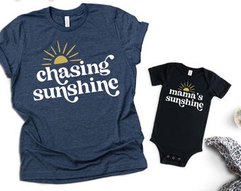 Mommy and Me 'Chasing Sunshine' Matching Shirt Set, Mother Daughter Tees