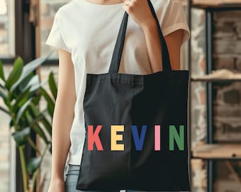 Custom Name Tote Bag, Personalized Shopper Bag