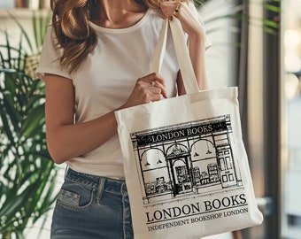 Bookish Gift Bag, London Books Tote Bag, Gift For Book Lovers, Retro Canvas Shoulder Bag, Books Eco Bag Women, Bookworm Tote Bag, Artsy Bag