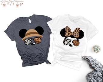 Disney Safari Couple Shirts, Mickey and Minnie Matching Tees