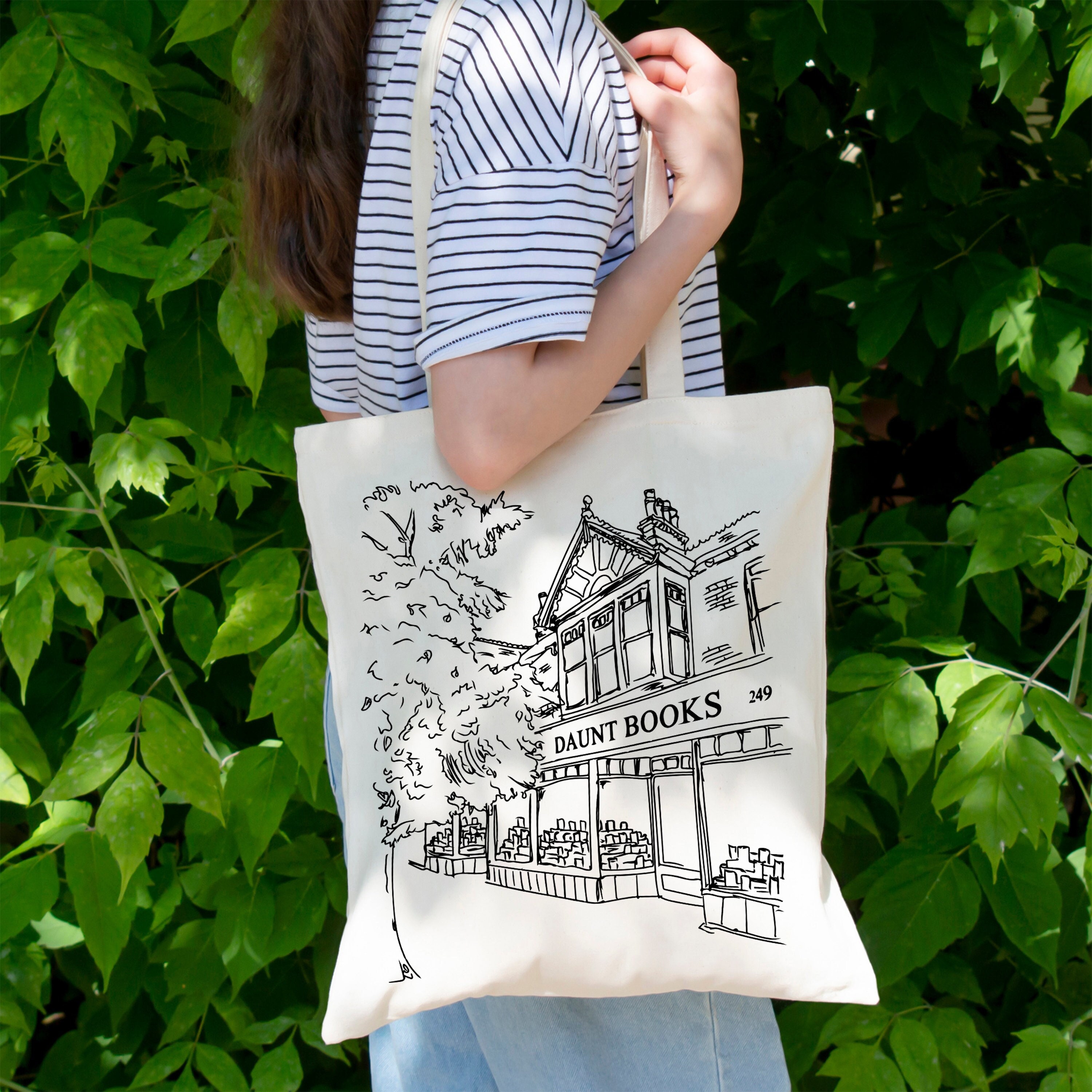 Bookshop Tote Bag, Cute Books Canvas Tote Bag, Books Eco Bag Women's Tote Bag, Korean Style, Gift For Librarian, Women Book Lover Gift Bag