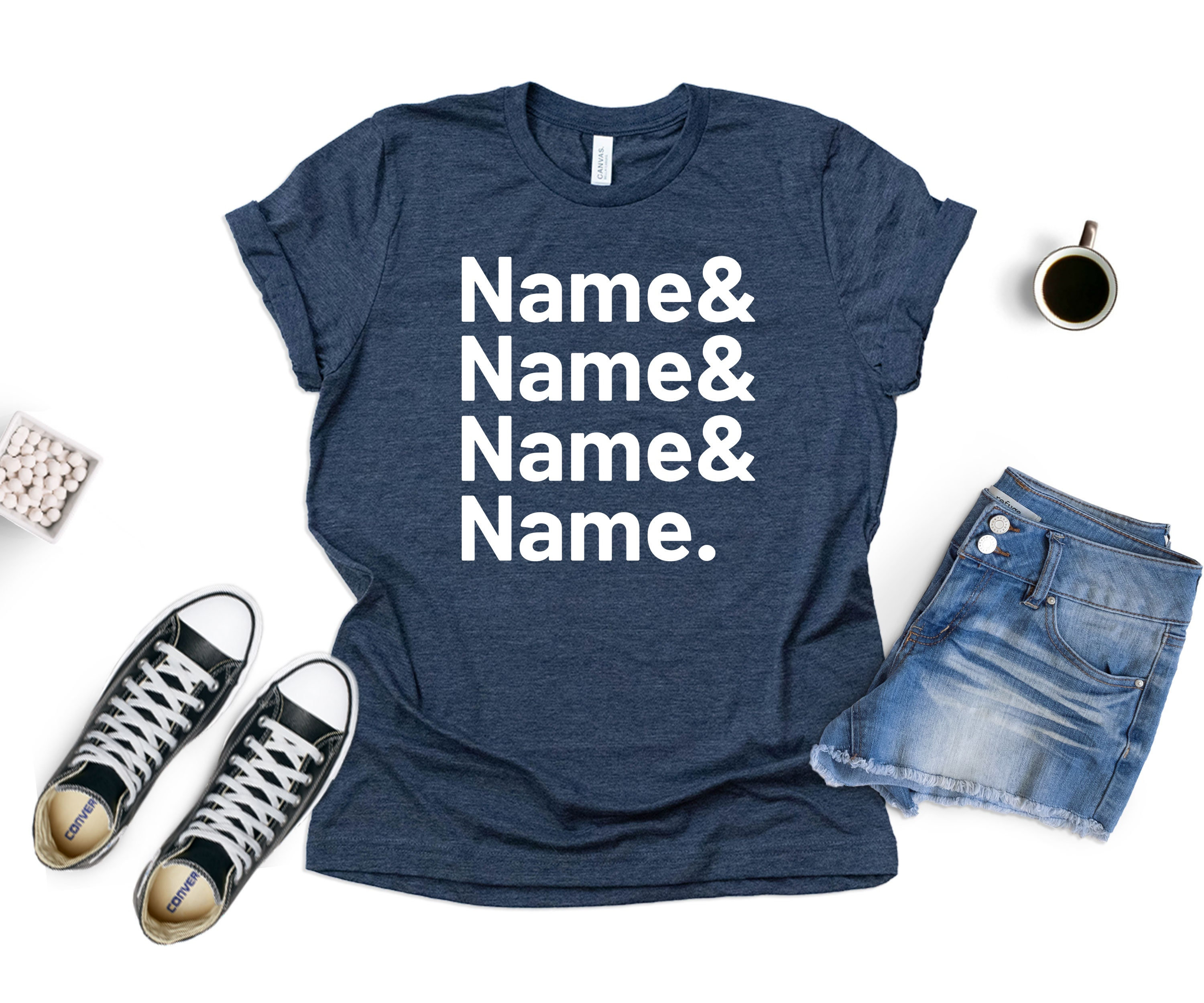 Custom Classic Style Ampersand Names Tee, Custom Name Shirt, Personalized Names Tee, Personalized Gift, Custom Name List Tee, Your Name Tee