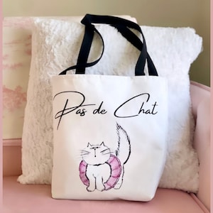 Bonita bolsa de mano con forma de gato para bailarinas de ballet / Bolsa de mano con diseño de acuarela de gato "Pas de Chat" / Regalo para amantes de los gatos y bailarinas / Bolsa de mano versátil