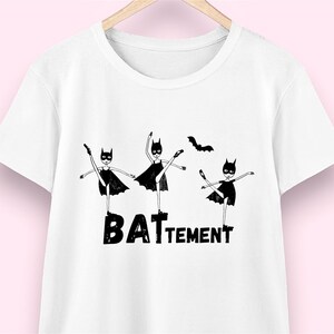 Ballet Halloween T Shirt | Bat girls Battement Women&#39;s Midweight Cotton Tee | Gift for Ballet Dancer | Cute Halloween Shirt