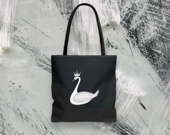 Bolsa de tela del ballet El lago de los cisnes: Reina cisne blanca con corona