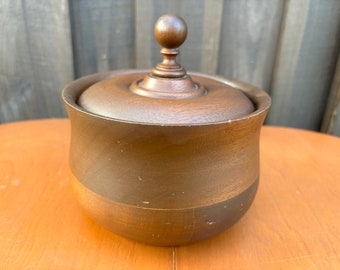 Vintage Wooden Round Trinket Box